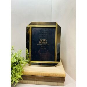 Vintage Solid Brass and Chrome Octagon Picture Frame 5x7 Art Deco Revival